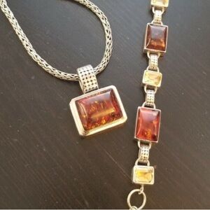 Lori Bonn Amber Citrine & 925 Sterling Necklace/Pendant/Bracelet